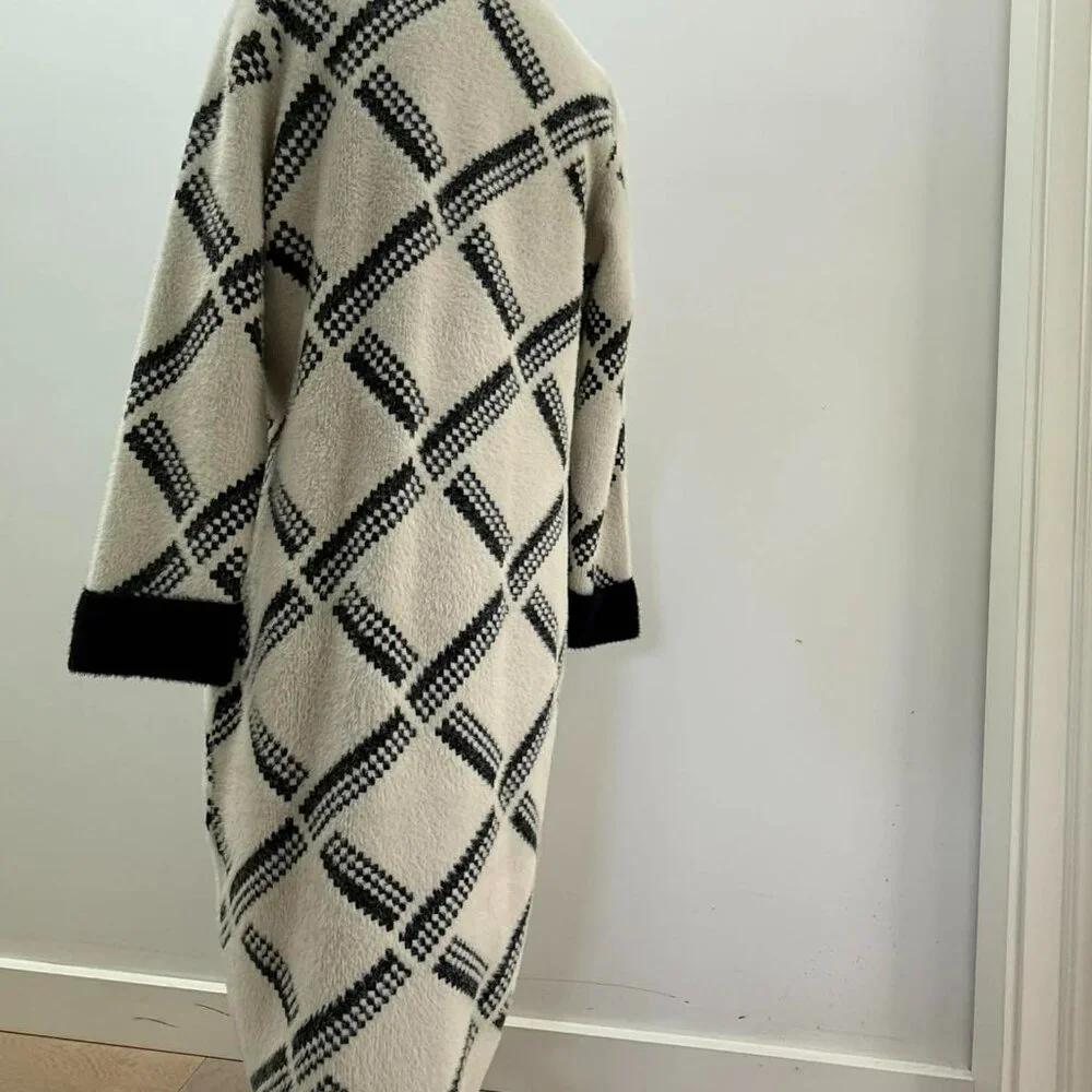 Joseph Ribkoff Checkered Jacket | Vanilla & Black | Style 223952 | Size S/P - Picture 5 of 15
